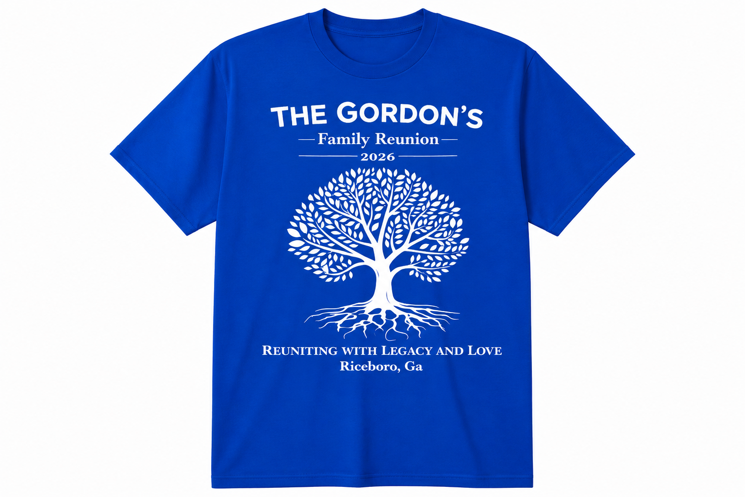 Royal blue Gordon Family Reunion 2026 custom t-shirt