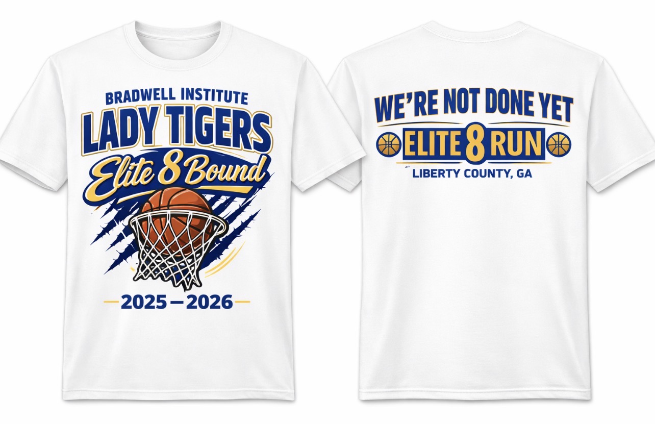 School spirit wear custom t-shirt front and back mockup for Lady Tigers team